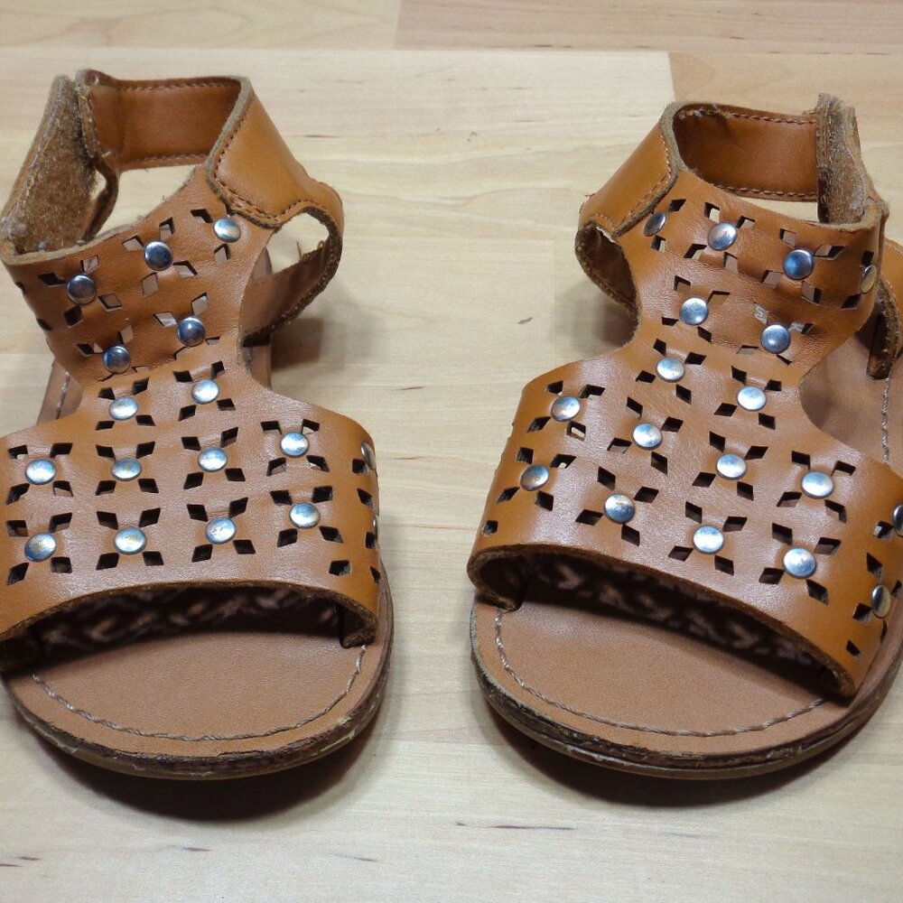 CRB GIRL TAN BROWN LEATHER TODDLER GIRLS SANDALS SIZE 7